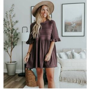 Free People take a spin tunic top with frill sleeves in textured stripe size S